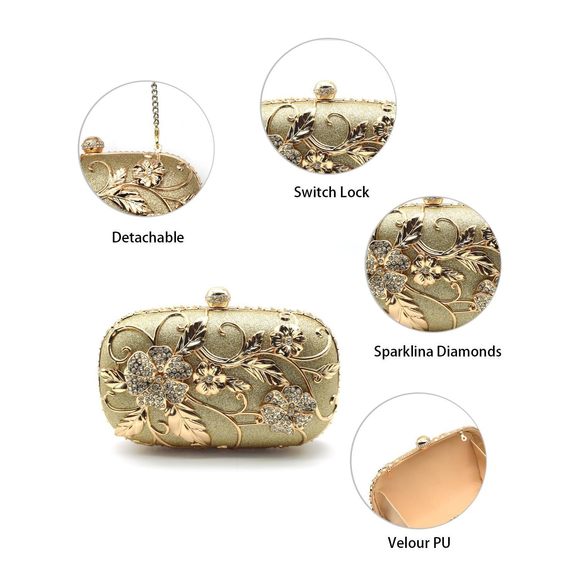 Gold Evening Clutch Purse mal, Metallic Evening Handbags Metal >:( - Picture 3 of 7